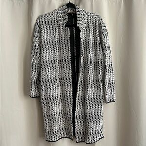 Philosophy Black and White Open Front Knit Cardigan